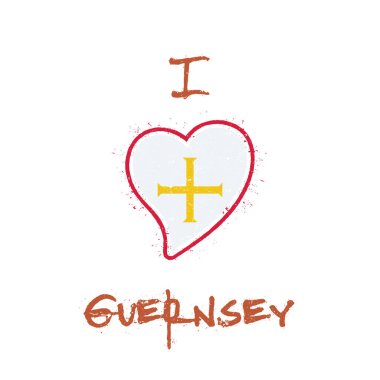 Adalı bayrak vatansever tshirt tasarım Ulusal bayrağını Guernsey beyaz kalp şeklinde kanal