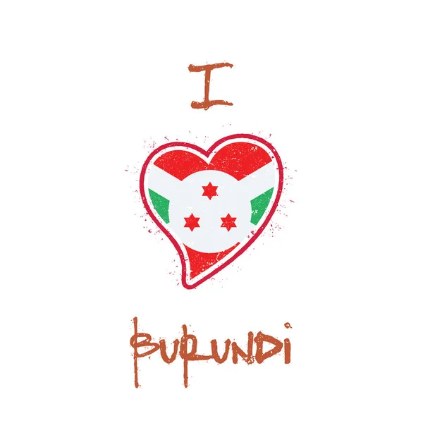 Drapeau burundais motif de tshirt patriotique Drapeau national République du Burundi en forme de coeur sur blanc — Image vectorielle