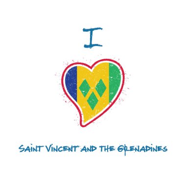Saint Vincentian bayrak vatansever tshirt tasarım kalp şeklinde ulusal bayrak Saint Vincent ve