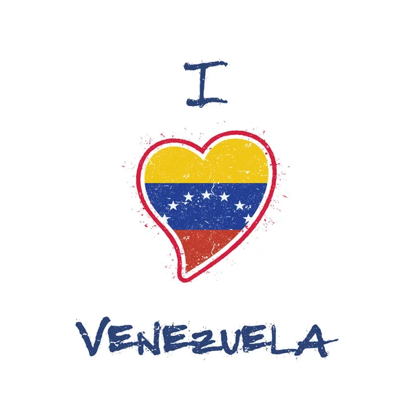 Venezuelská vlajka vlastenecké tričko design srdce tvarovaný Venezuela Bolivarian republika Státní vlajka — Stockový vektor