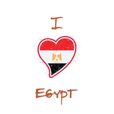 Beyaz arka planda vektör ulusal bayrak mısır mısır bayrak vatansever tshirt tasarım kalp şeklinde