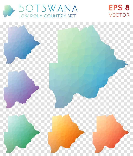 Botsuana mapas geométricos poligonais estilo mosaico coleção país criativo estilo baixo poli moderno — Vetor de Stock