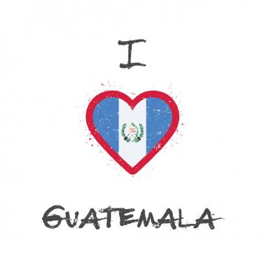I love Guatemala tshirt design Guatemalan flag in the shape of heart on white background Grunge clipart