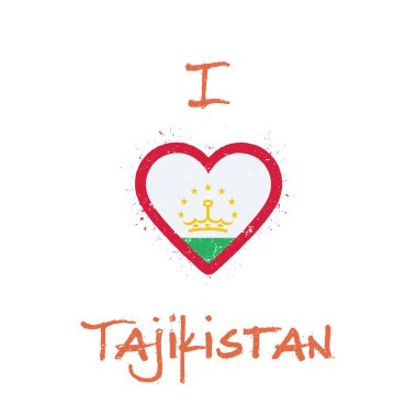 Tacikistan tshirt tasarım seviyorum Tacikistan bayrak beyaz arka planda Grunge kalp şeklinde