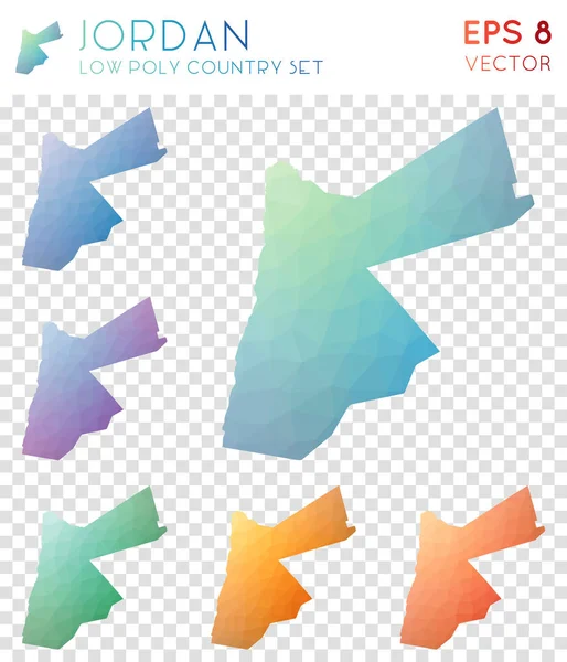 Jordan geometric polygonal maps mosaic style country collection Neat low poly style modern — Stock Vector