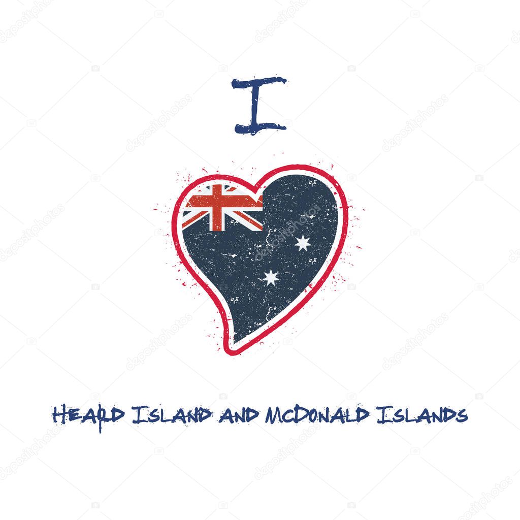 Heard and McDonald Islander flag patriotic tshirt design Heart shaped national flag Heard and