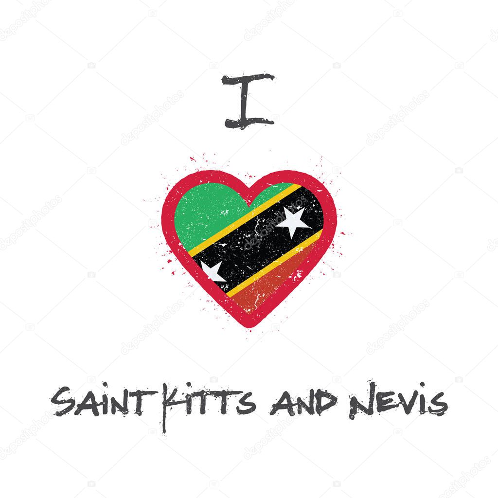 I love Saint Kitts And Nevis tshirt design Kittian and Nevisian flag in the shape of heart on