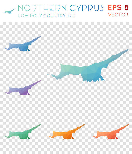 Northern Cyprus geometric polygonal maps mosaic style country collection Enchanting low poly
