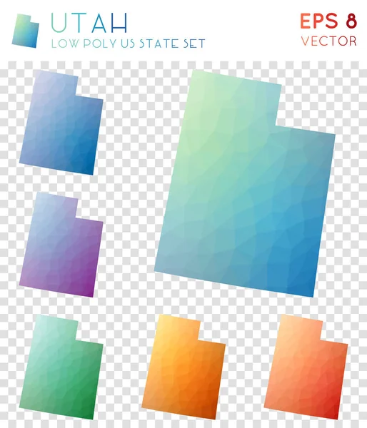 유타 형상 다각형 지도 모자이크 스타일 우리 컬렉션 신선한 낮은 폴 리 스타일 현대 상태 — 스톡 벡터
