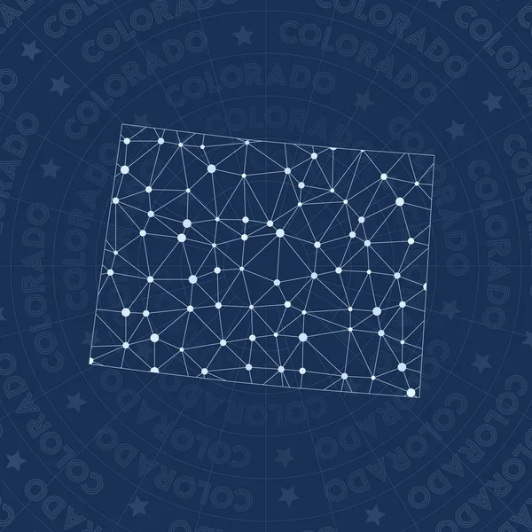 Colorado netwerk sterrenbeeld stijl staat ons kaart licht ruimte stijl moderne ontwerpen Colorado — Stockvector