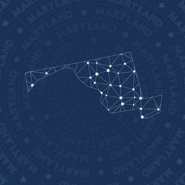 Меріленд мережі сузір'ї стиль нас державна карту незвичайним простір стиль сучасної дизайну Меріленд — стоковий вектор