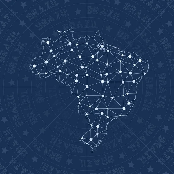 Brasil constelação de rede estilo país mapa Clássico espaço estilo moderno design Brasil rede — Vetor de Stock