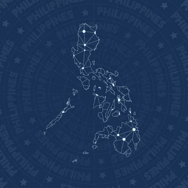 Filipinas constelação de rede estilo país mapa real espaço estilo moderno design Filipinas —  Vetores de Stock