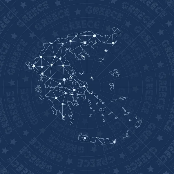 Χάρτης χώρα στυλ αστερισμό δικτύου Ελλάδας ευφάνταστο χώρο στυλ μοντέρνο σχεδιασμό Ελλάδα — Διανυσματικό Αρχείο