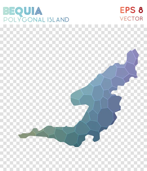 Bequia veelhoekige kaart mozaïek stijl eiland onbevlekt laag poly stijl modern ontwerp Bequia — Stockvector