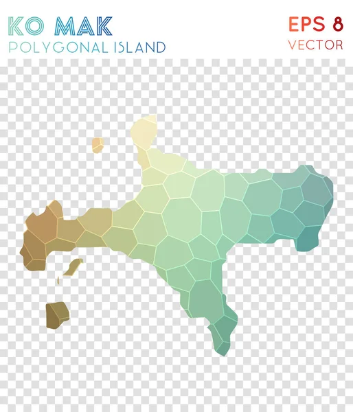 Ko Mak mapa poligonal ilha estilo mosaico maravilhoso baixo estilo poli design moderno Ko Mak polygonal —  Vetores de Stock