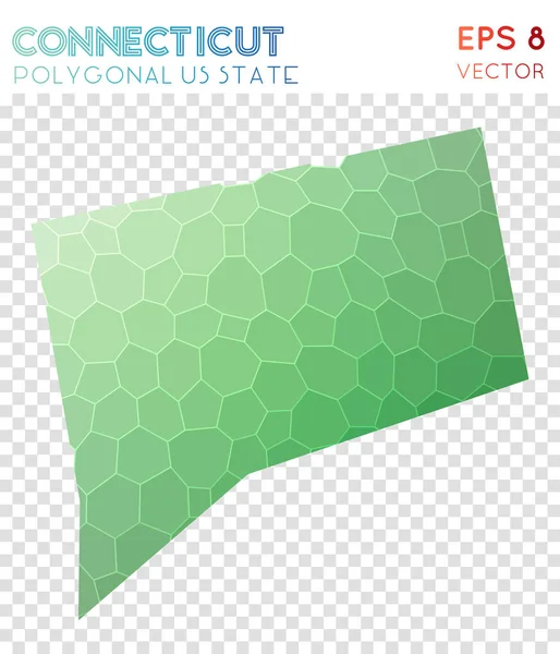 Connecticut veelhoekige kaart mozaïek stijl staat ons sublieme laag poly stijl modern ontwerp Connecticut — Stockvector
