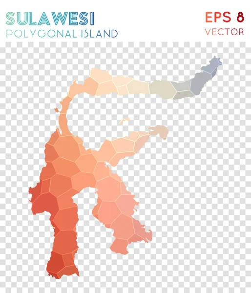 Sulawesi mapa poligonal isla de estilo mosaico Diseño moderno de estilo polivinílico bajo original Sulawesi — Vector de stock