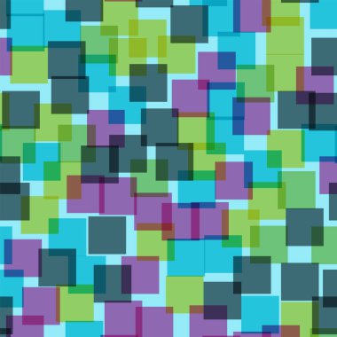 Soyut kareler mavi geometrik renkli düzgün rasgele kareler geometrik kaotik dekor desen
