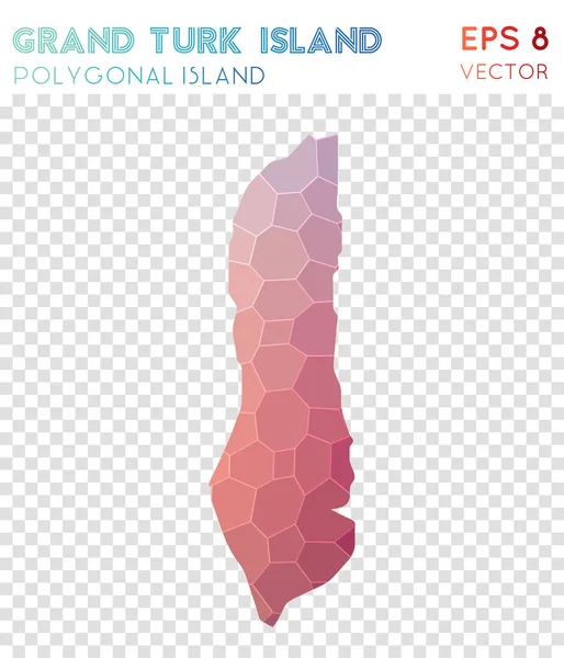 Grand Turk Island polygonal map mosaic style island Quaint low poly style modern design Grand — Stock Vector