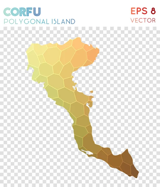 Corfú mapa poligonal isla de estilo mosaico Mesmeric low poly style modern design Corfú poligonal — Vector de stock