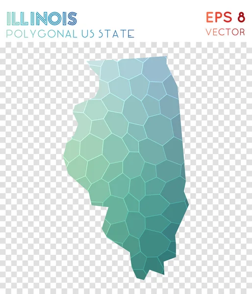 Illinois polygonal karta mosaik stil oss statligt ovanligt låg poly stil modern design Illinois — Stock vektor