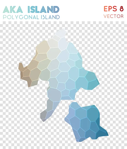 Isla Aka mapa poligonal isla de estilo mosaico Diseño moderno de bajo polivinílico impecable Isla Aka — Vector de stock