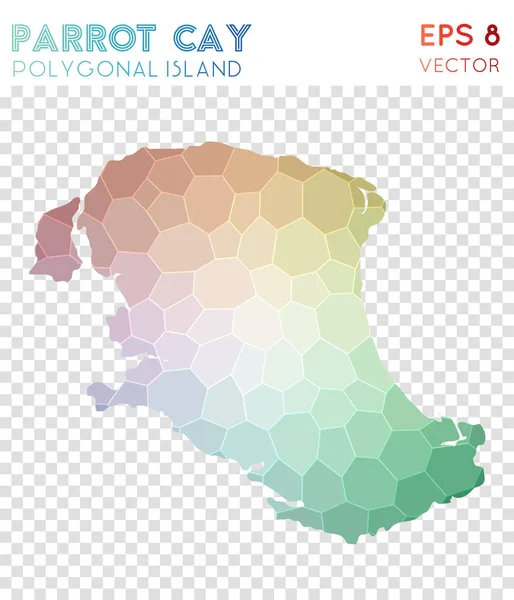 Parrot Cay polygonal map mosaic style island Fantastic low poly style modern design Parrot Cay — Stock Vector