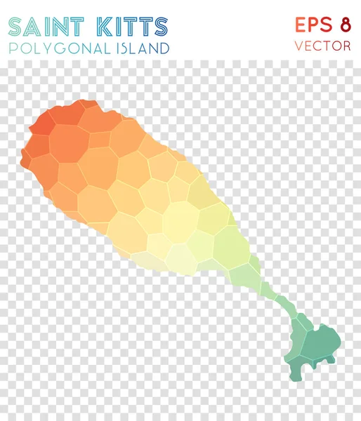 Isla de estilo mosaico mapa poligonal de Saint Kitts Diseño moderno de bajo polivinílico impecable Saint Kitts — Vector de stock