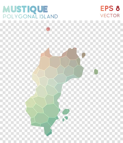 Mustique polygonal map mosaic style island Elegant low poly style modern design Mustique — Stock Vector