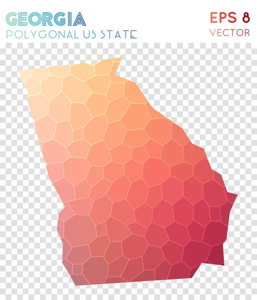 우리 주 대칭 낮은 폴 리 스타일 현대 조지아 다각형 지도 모자이크 스타일 디자인 조지아 — 스톡 벡터