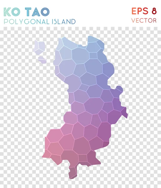 Mapa poligonal de Ko Tao isla de estilo mosaico Diseño moderno de estilo poligonal bajo divertido Ko Tao — Vector de stock