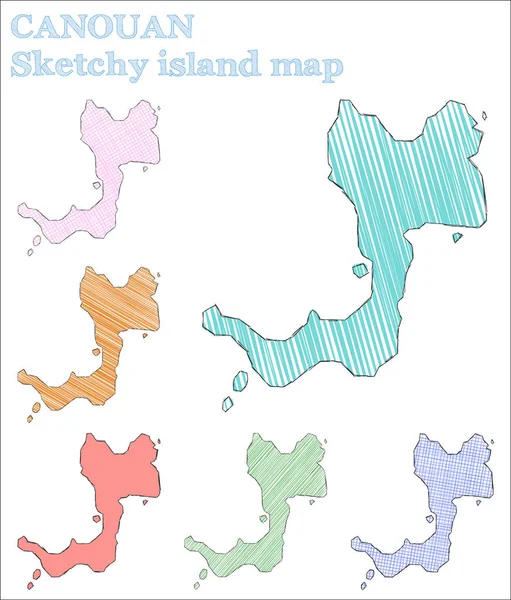 Canouan sketchy island Impressive hand drawn island Indelible childish style Canouan vector — 스톡 벡터