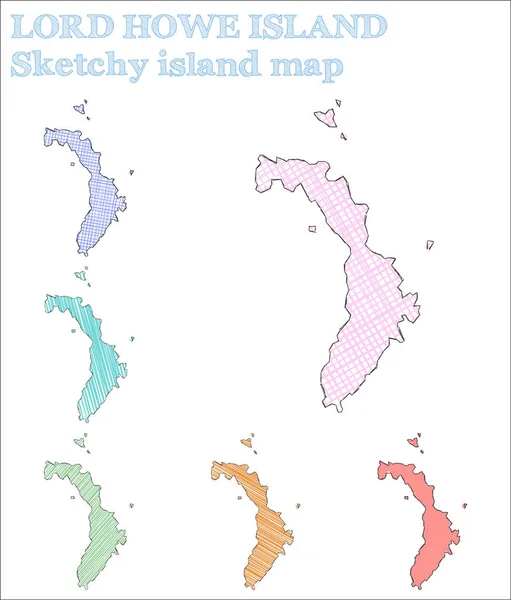 Lord Howe Island sketchy island Bewitching hand drawn island Breathtaking childish style Lord Howe — Stock vektor