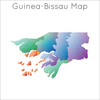 Guineabissau 'nun düşük Poli haritası Guineabissau geometrik çokgen mozaik biçim haritası