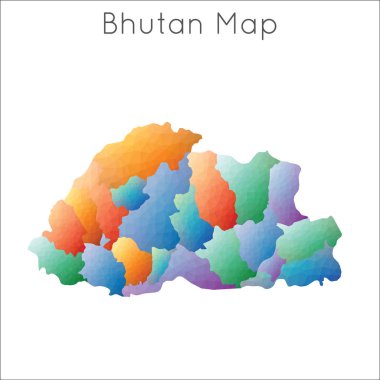 Bhutan Bhutan geometrik çokgen mozaik haritasının düşük Poli haritası