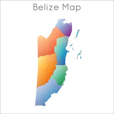 Belize geometrik çokgen mozaik haritasının düşük Poli haritası