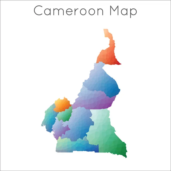 Low Poly mapa de Camerún Camerún geométrico mapa de estilo de mosaico poligonal — Vector de stock