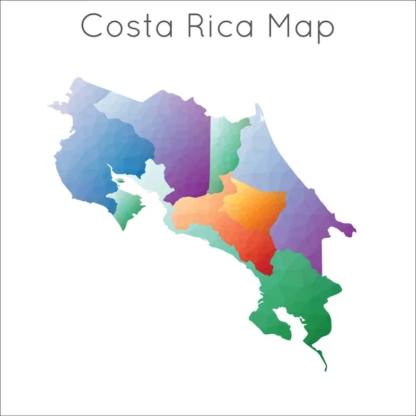 Low Poly mapa de Costa Rica Mapa geométrico de estilo mosaico poligonal de Costa Rica — Vector de stock