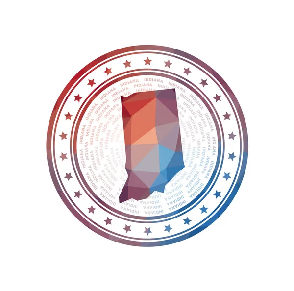 Vlakke lage poly stempel van Indiana Polygonal Indiana badge Trendy vector logo van de us state — Stockvector