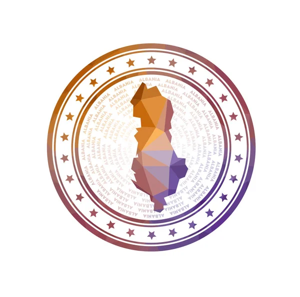 Plano bajo sello de poli de Albania Insignia de Albania poligonal Logotipo de vector de moda del país — Vector de stock