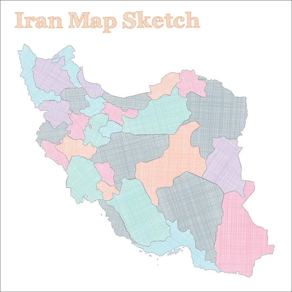 Iran kaart Handgetekend land Prachtig schetsend Iran kaart met regio 's Vectorafbeelding — Stockvector