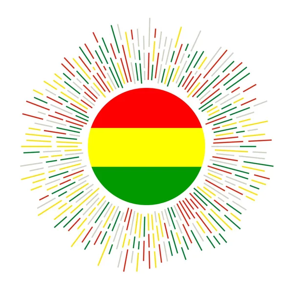 Bolivien Zeichen Länderfahne mit bunten Strahlen strahlenden Sonnenbrand mit Bolivien Flagge Vektor — Stockvektor