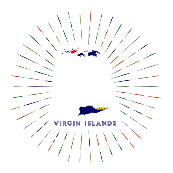 La insignia de la isla con el mapa de las Islas Vírgenes con la bandera de las Islas Vírgenes — Vector de stock