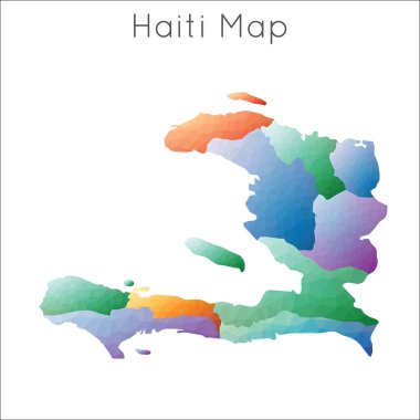 Haiti 'nin düşük Poli haritası Haiti geometrik çokgen mozaik tarzı haritası