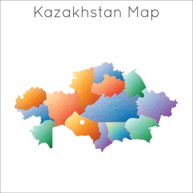 Kazakistan 'ın düşük Poli haritası Kazakistan geometrik çokgen mozaik biçim haritası