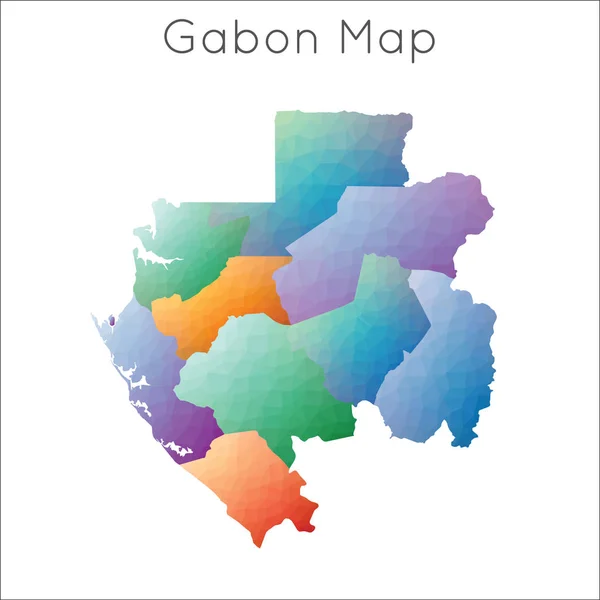 Low Poly mapa de Gabón Gabón geométrico mosaico poligonal mapa de estilo — Vector de stock