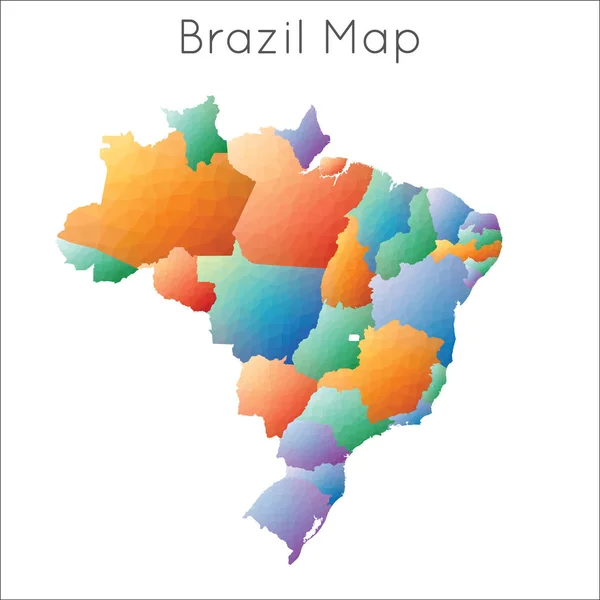 Mapa de baixa Poly de Brasil Brasil mapa de estilo mosaico geométrico poligonal — Vetor de Stock