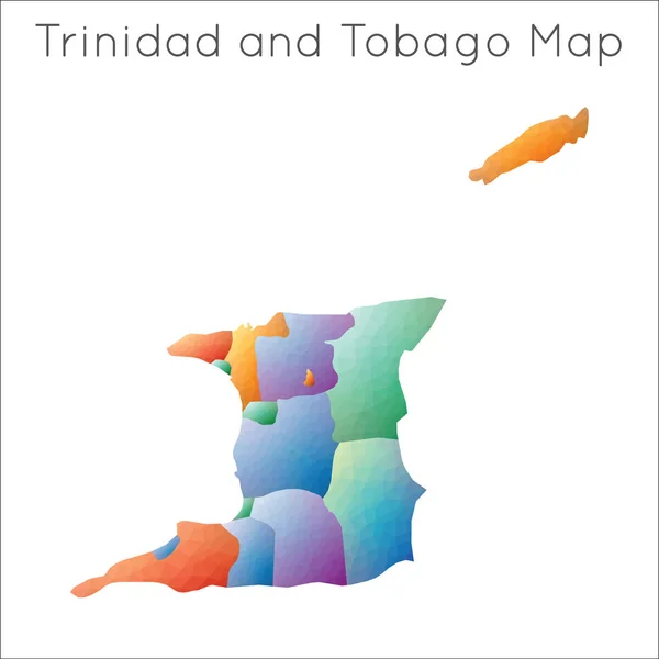 Low-Poly-Karte von Trinidad und Tobago Trinidad und Tobago geometrische polygonale Mosaik-Karte — Stockvektor