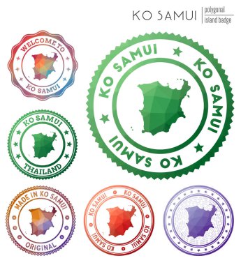 Ko Samui rozeti Renkli çokgen ada sembolü Çok renkli Ko Samui logoları